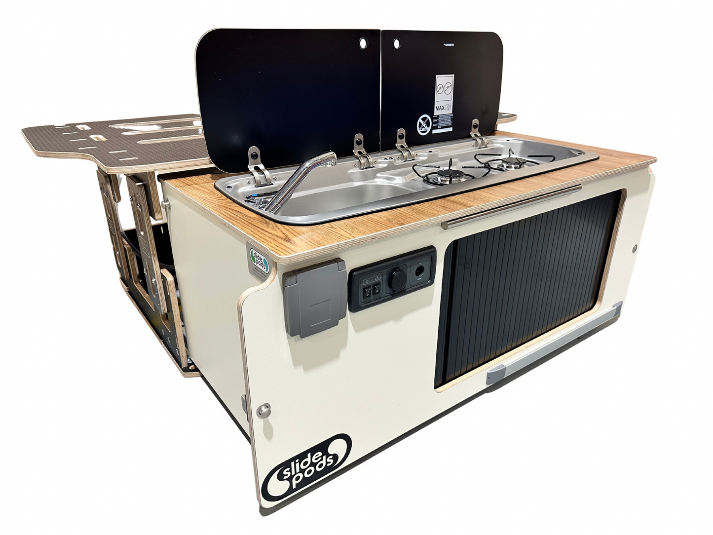 New "Gen 4" Full Spec Slidepod Ultra - Signature Range Creme / Australia Chestnut Birch with black Tamboor Door (Available in 2 weeks)