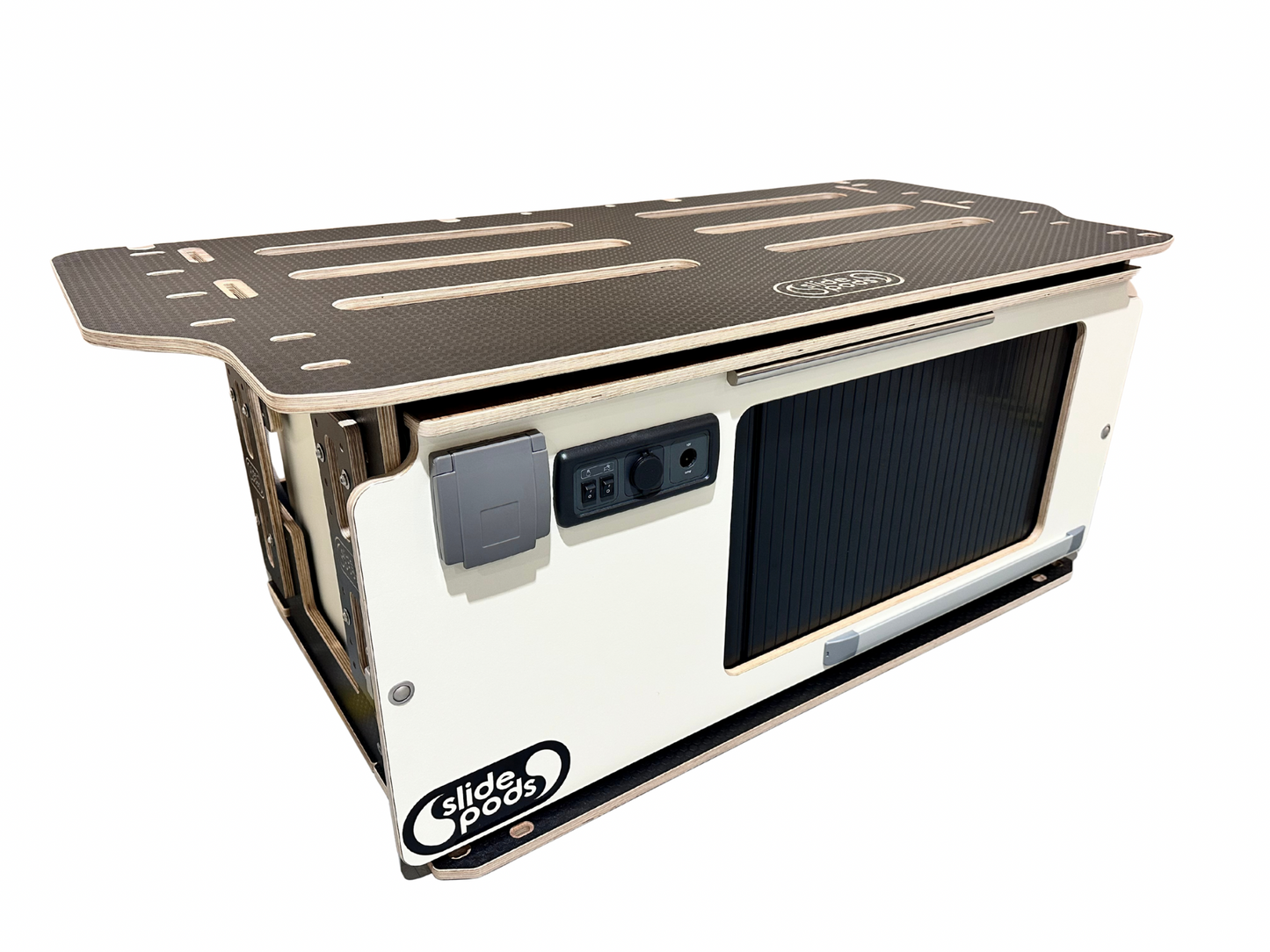 New "Gen 4" Full Spec Slidepod Ultra - Signature Range Creme / Australia Chestnut Birch with black Tamboor Door (Available in 2 weeks)
