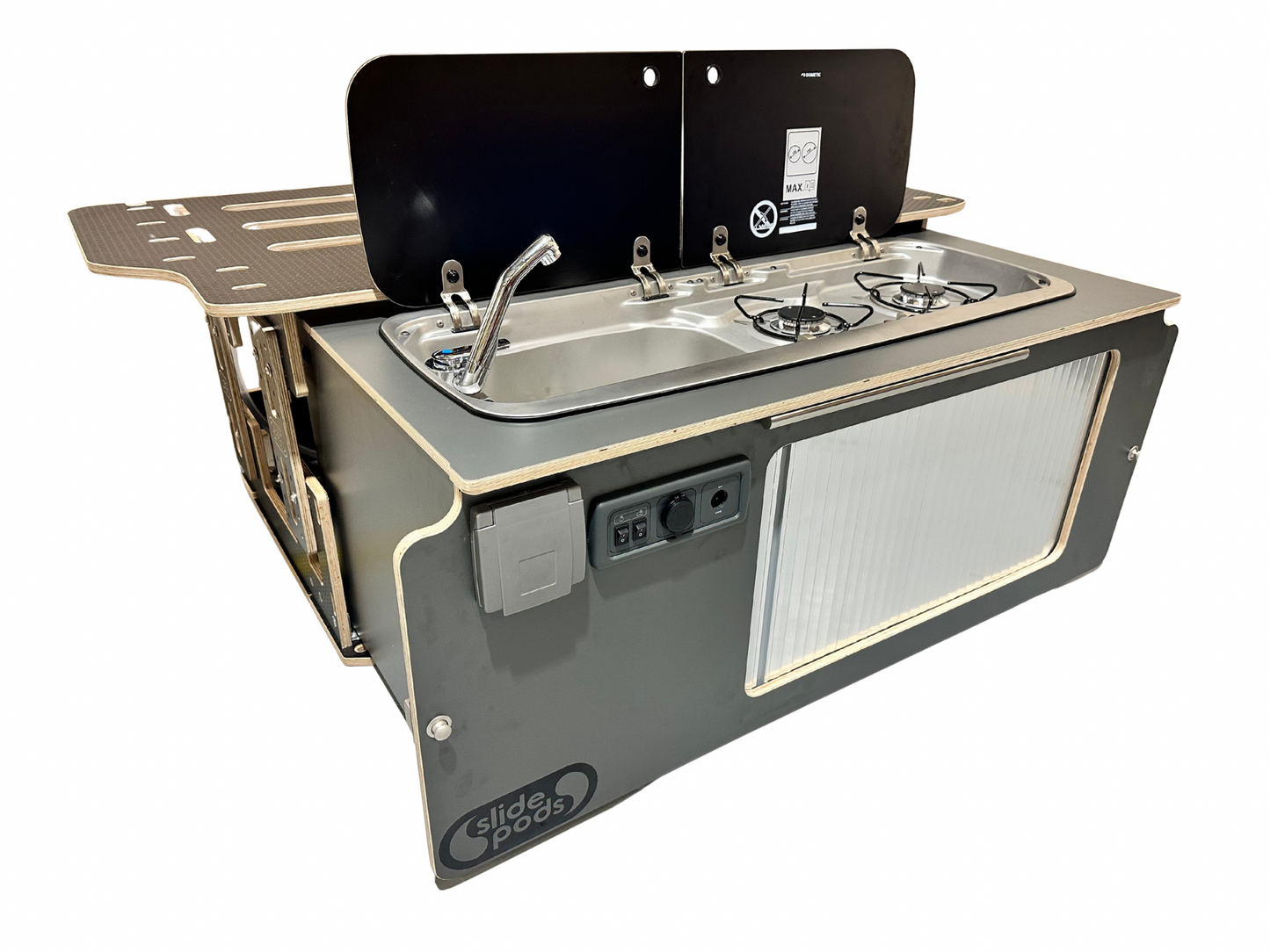 New "Gen 4" Full Spec Slidepod Ultra - Signature Range Charcoal Grey Birch with Stainless Steel Tamboor Door (Available in 2 weeks!)