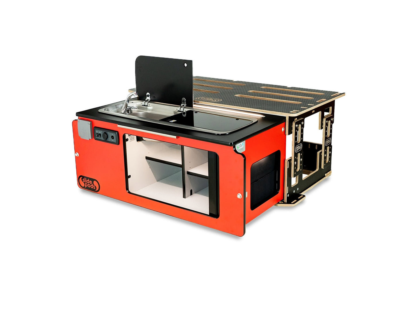 Slidepod Ultra (Poppy Red | Black Worktop)