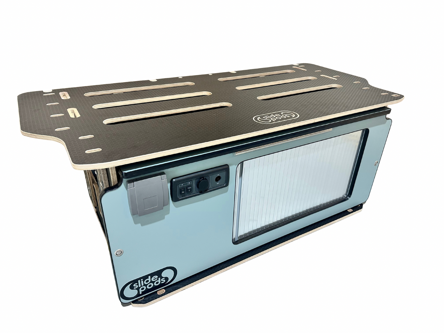 New "Gen 4" Full Spec Slidepod Ultra - Fjord Green With Stainless Steel Tambour Door and Black Trim (Available in 2 weeks!)
