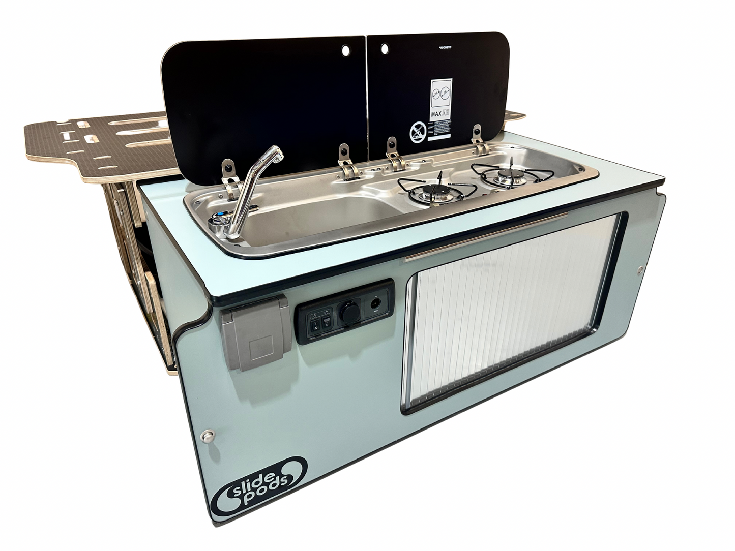 New "Gen 4" Full Spec Slidepod Ultra - Fjord Green With Stainless Steel Tambour Door and Black Trim (Available in 2 weeks!)