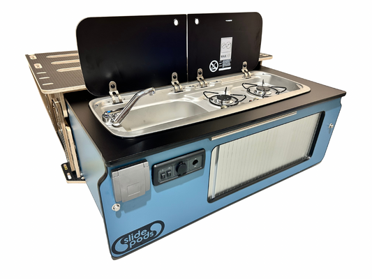 Gen 4 Ultra Compact Slidepod Full Spec - Blue with Black Worktop/ Stainless Steel Door - AVAIALBLE IN 2 WEEKS!