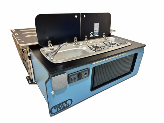 Gen 4 Ultra Compact Slidepod Full Spec - Blue with Black Worktop - AVAIALBLE IN 2 WEEKS!