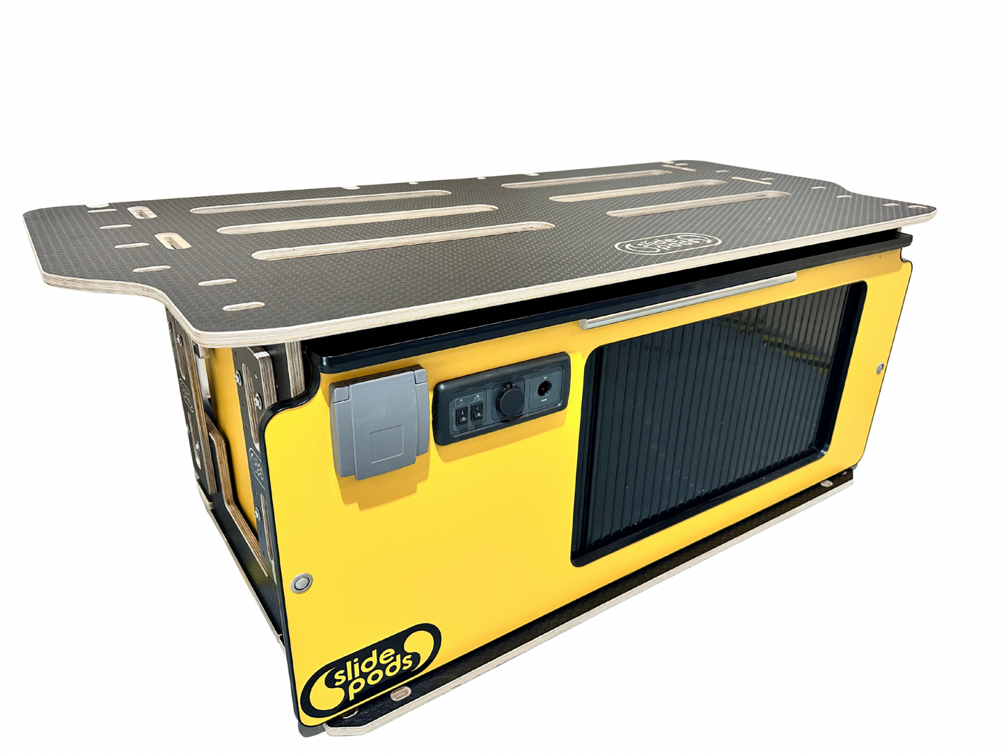 New "Gen 4" Full Spec Slidepod Ultra - Yellow With Black Tambour Door, Trim & Worktop (Available in 2 weeks!)