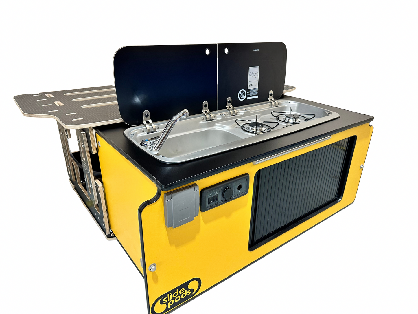 New "Gen 4" Full Spec Slidepod Ultra - Yellow With Black Tambour Door, Trim & Worktop (Available in 2 weeks!)