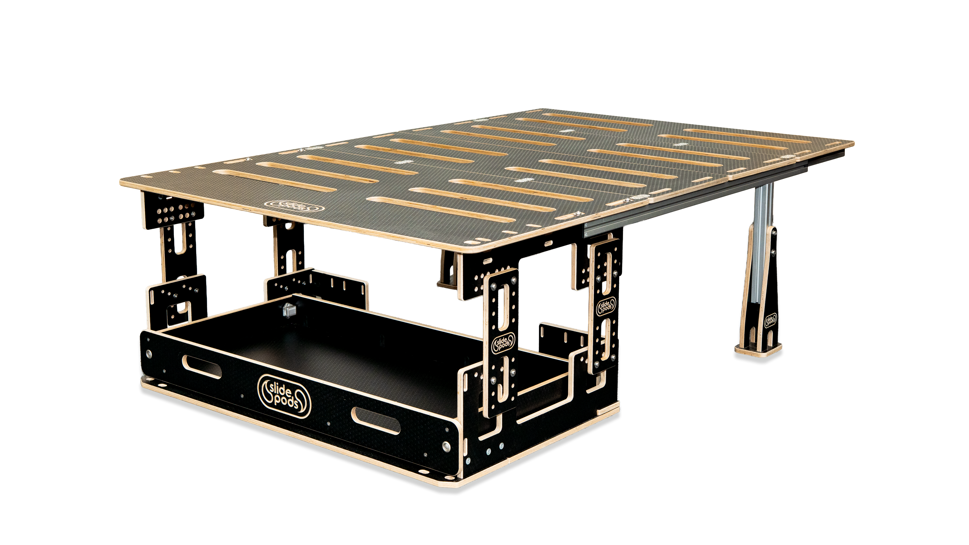 The VanFlex Bed System - Adjustable Height Bed Platform with Storage Drawer