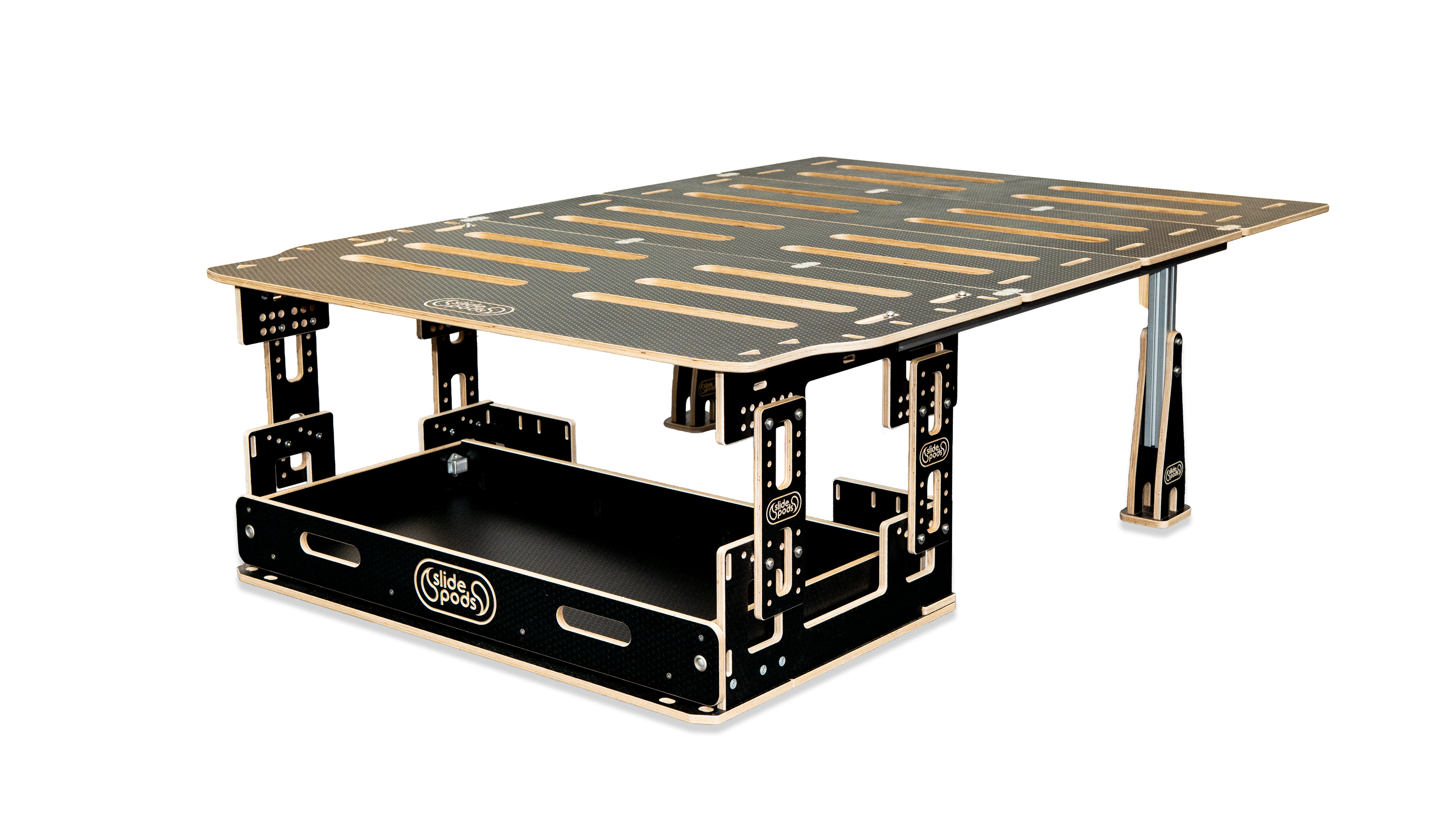 The VanFlex Bed System - Adjustable Height Bed Platform with Storage Drawer
