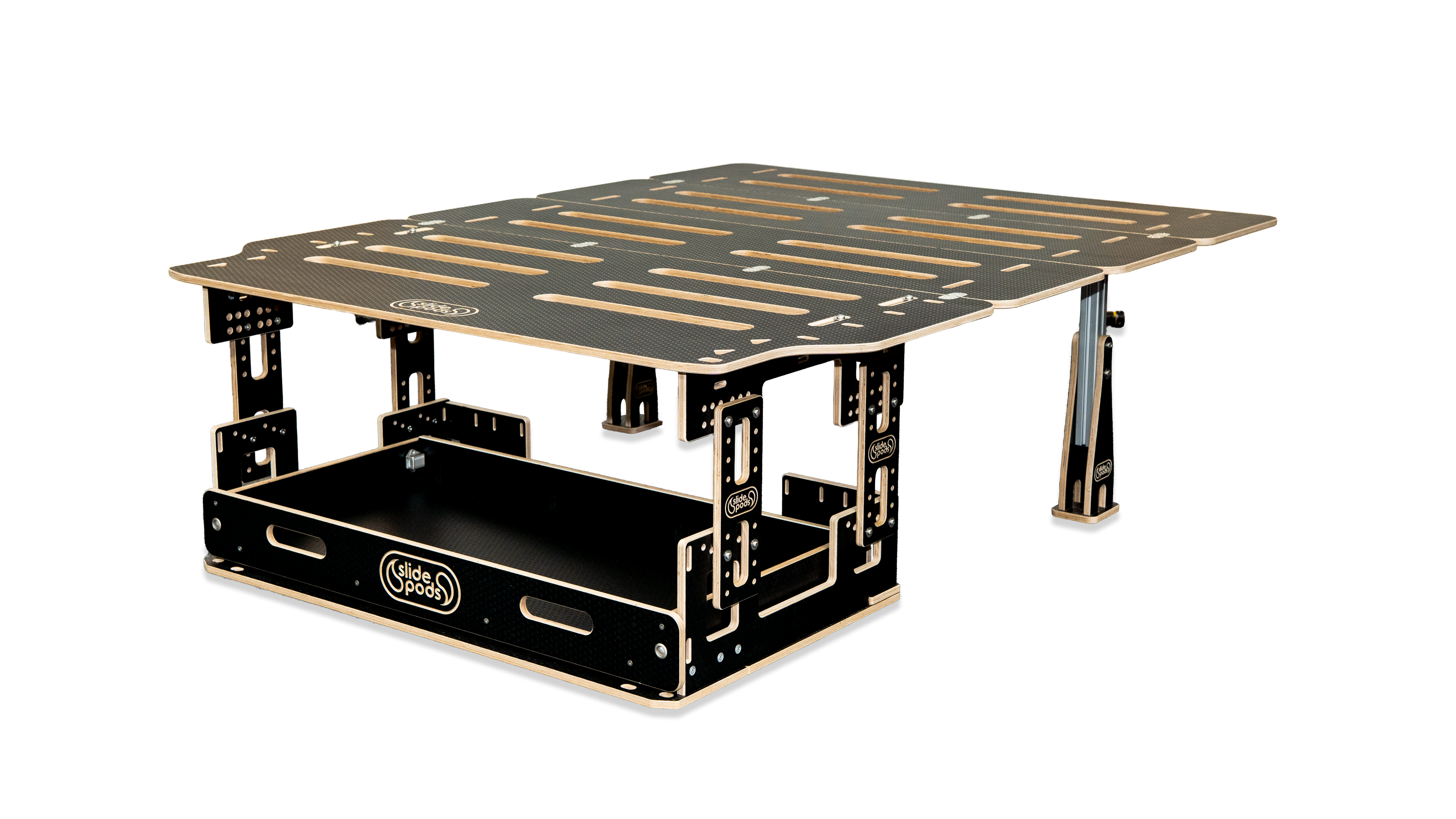 The VanFlex Bed System - Adjustable Height Bed Platform with Storage Drawer